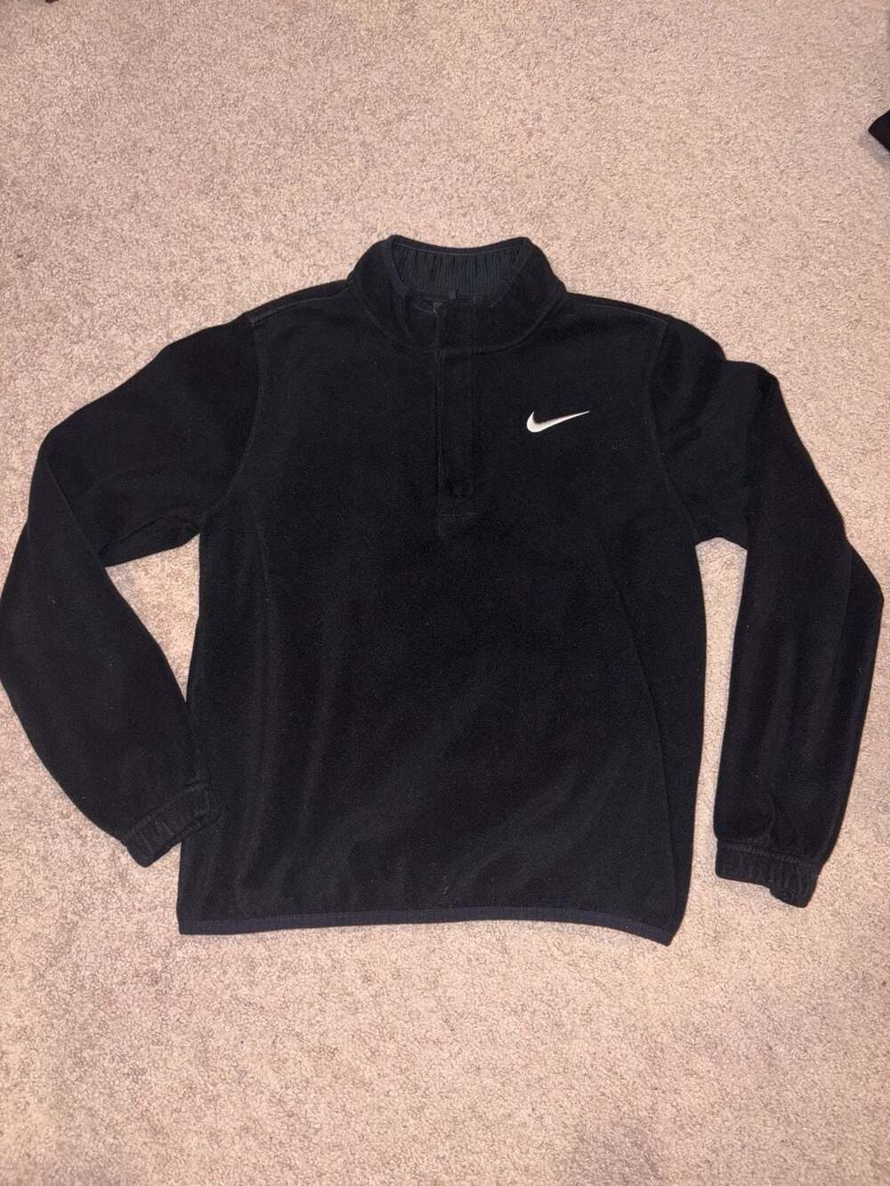 Nike Kids Black Fleece Quarter Zip Pullover Sweatshirt Size Large